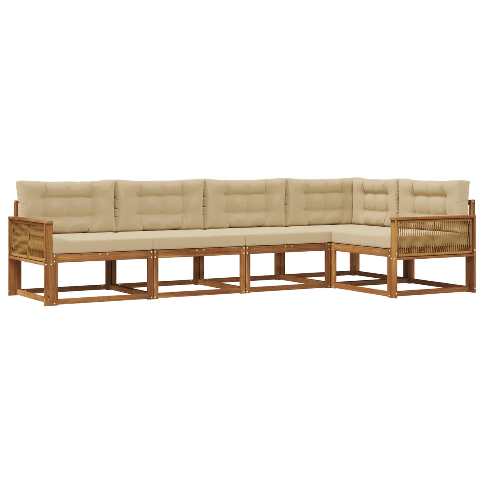 vidaXL Set de canapele de exterior cu pernă 5 pcs Natural și Bej