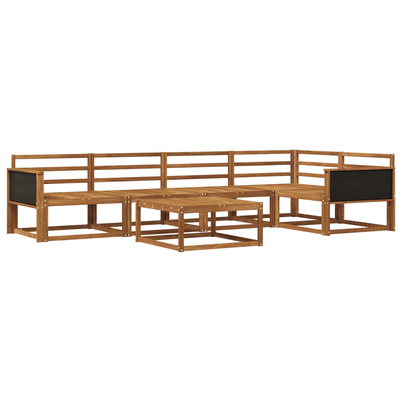 Buiten bankenset 6 pcs Naturel Massief Acaciahout image 2