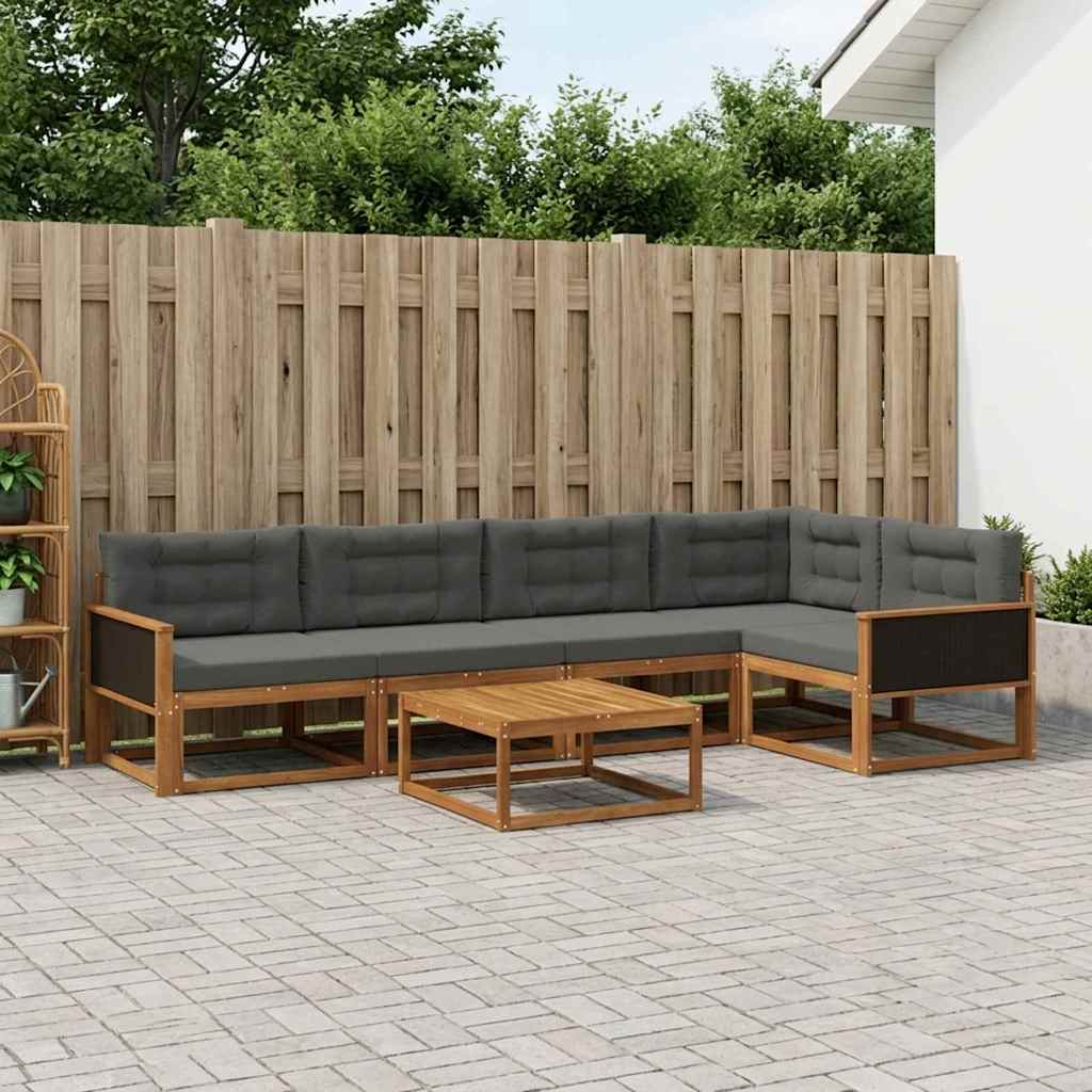 vidaXL Set de canapele de exterior cu pernă 6 pcs Natural și Antracit