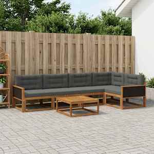 Zunanja garnitura za sedenje 6 pcs Naravna in antracitna