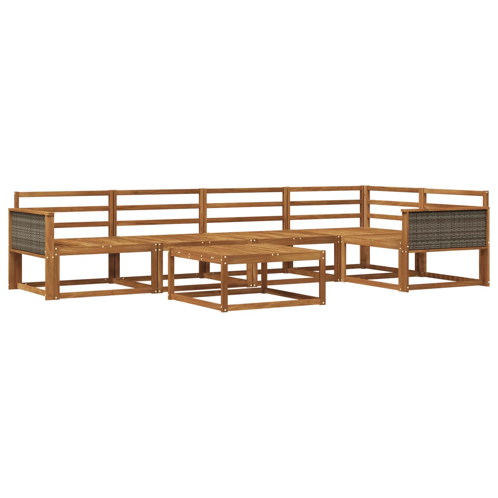 Buiten bankenset 6 pcs Naturel Massief Acaciahout image 1