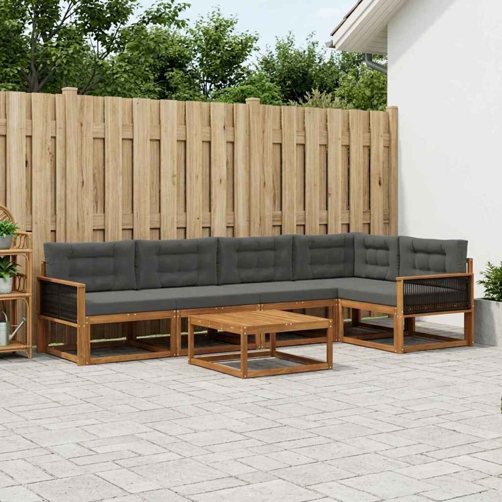 vidaXL Set de canapele de exterior cu pernă 6 pcs Natural și Antracit