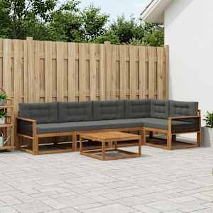 Zunanja garnitura za sedenje 6 pcs Naravna in antracitna