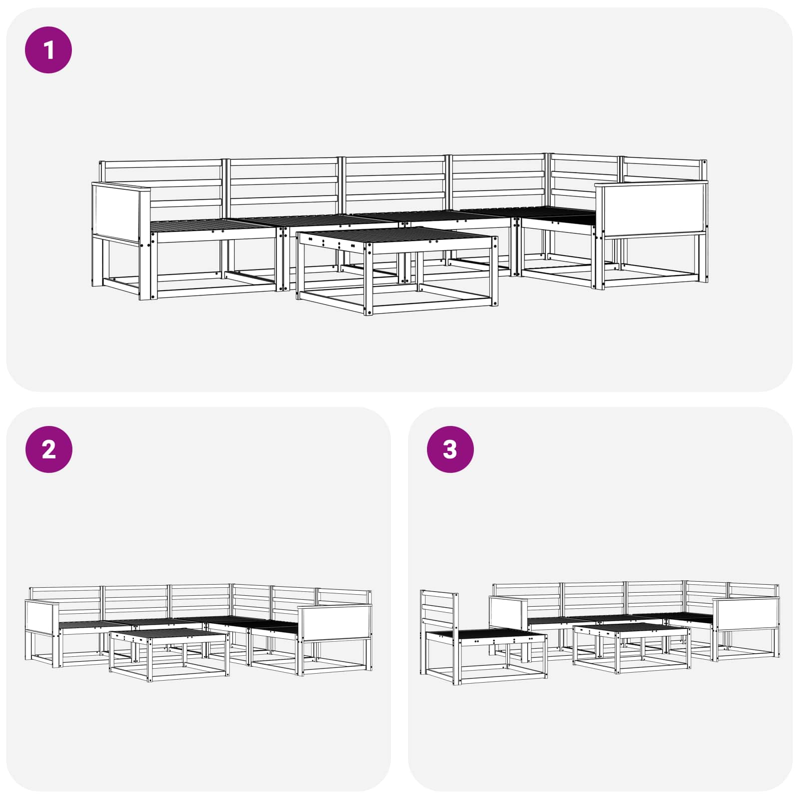 Buiten bankenset 6 pcs Naturel Massief Acaciahout image 7