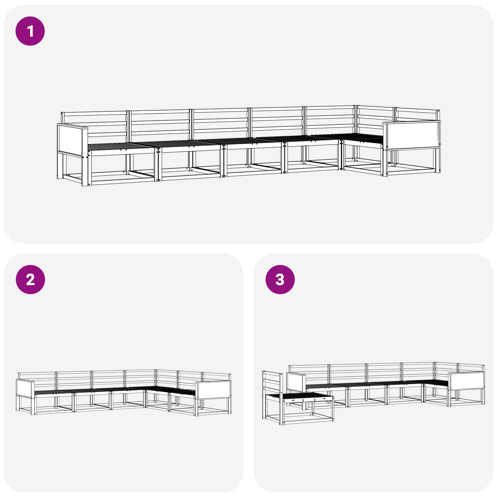 Buiten bankenset 6 pcs Naturel Massief Acaciahout image 5