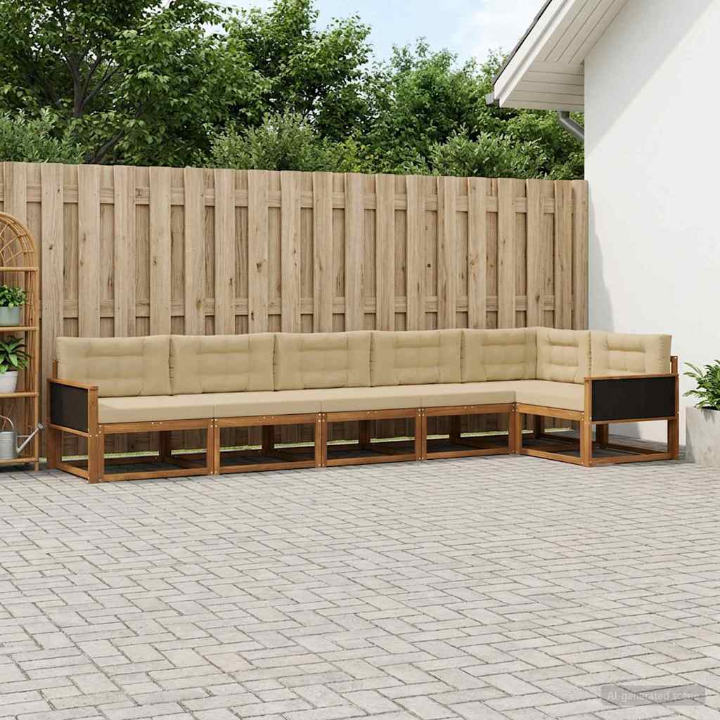vidaXL Set de canapele de exterior cu pernă 6 pcs Natural și Bej
