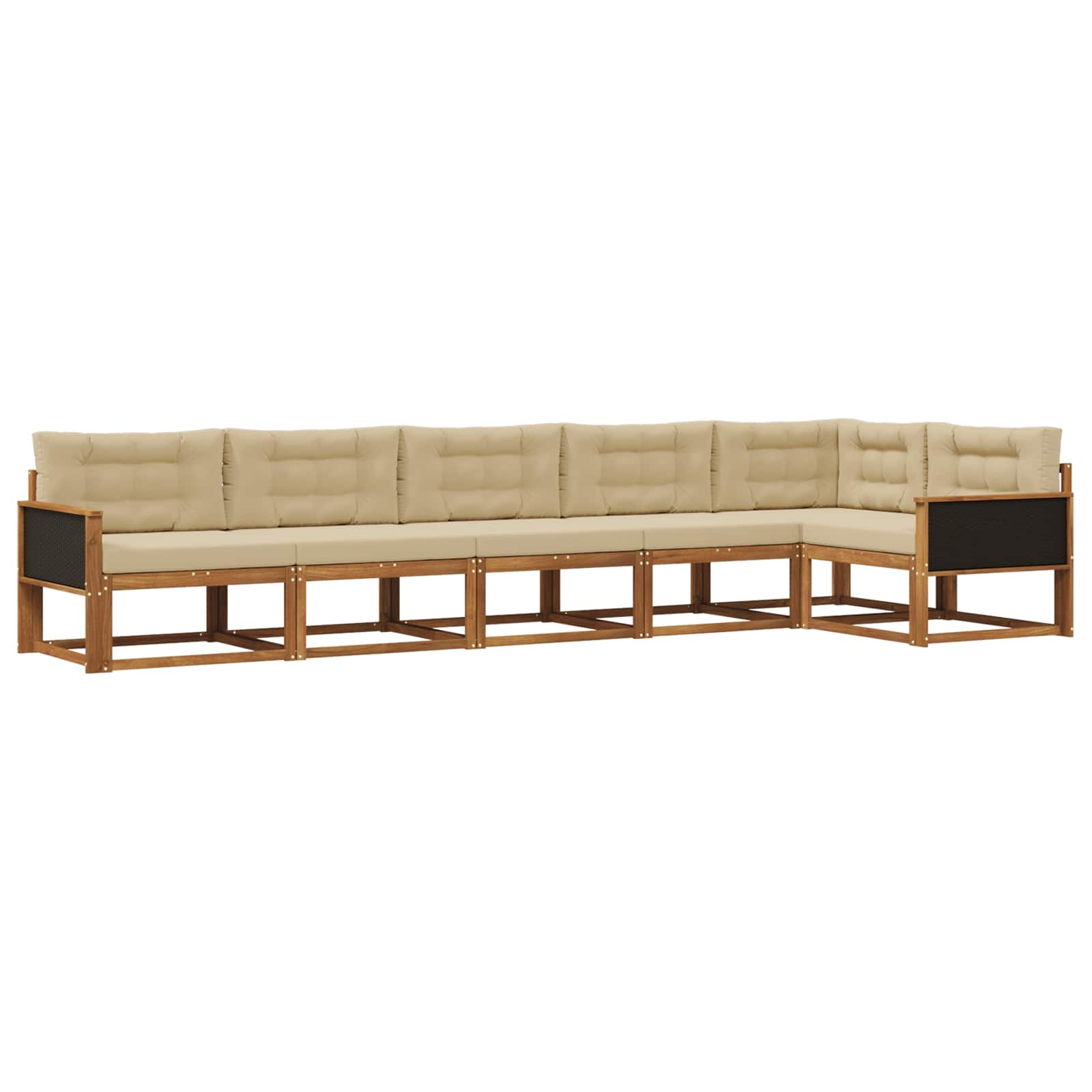 vidaXL Set de canapele de exterior cu pernă 6 pcs Natural și Bej