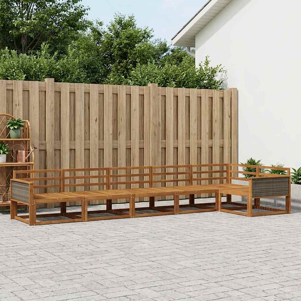 Buiten bankenset 6 pcs Naturel Massief Acaciahout image 1