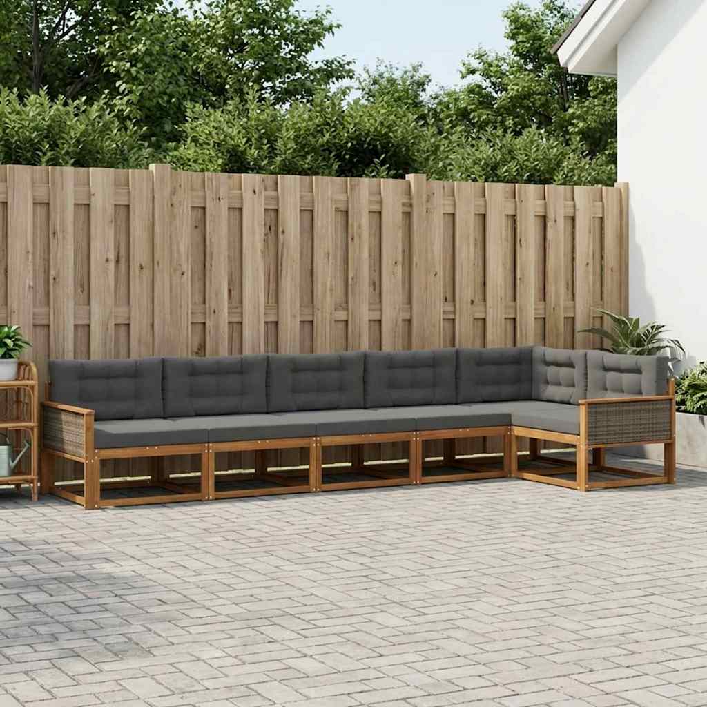 vidaXL Set de canapele de exterior cu pernă 6 pcs Natural și Antracit