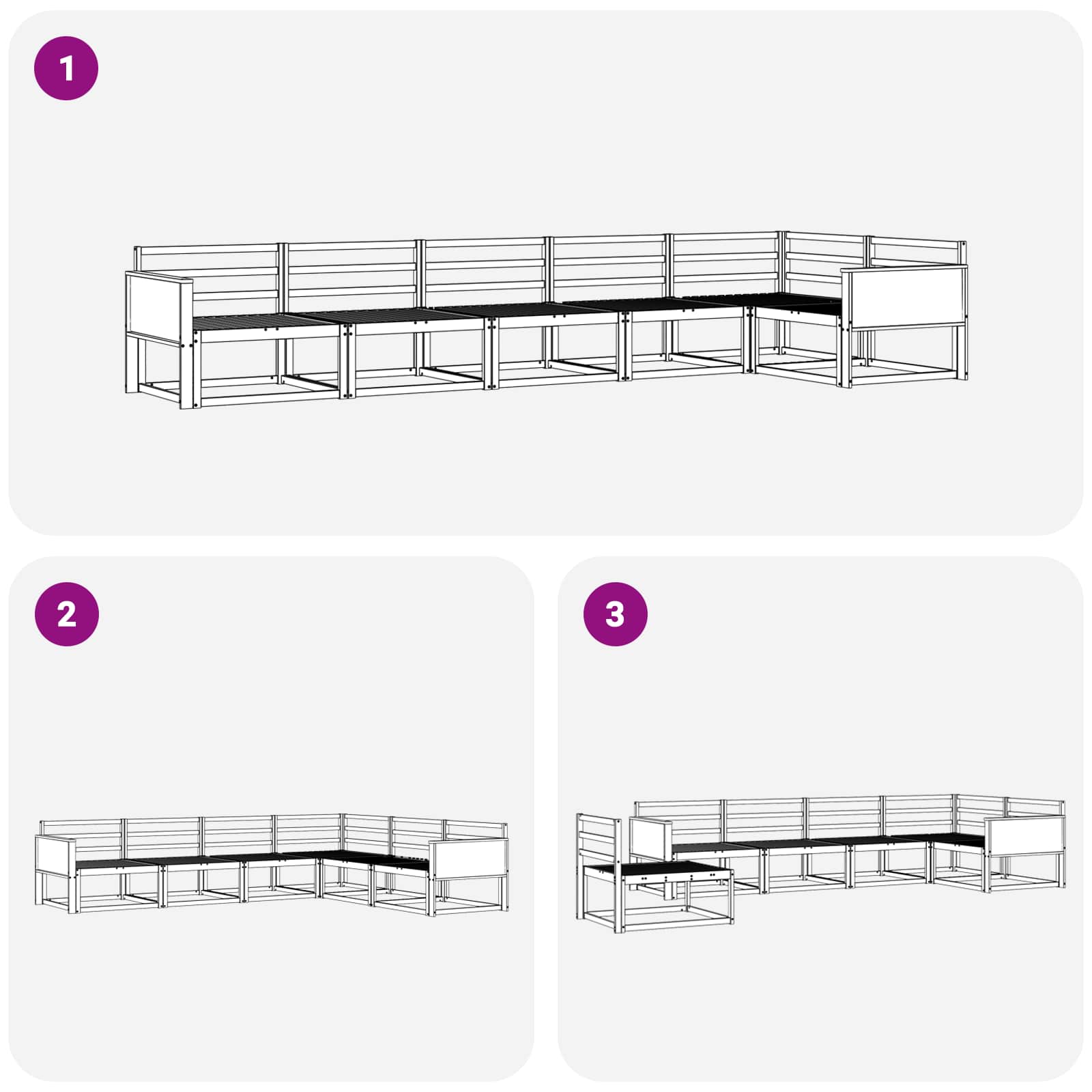 Buiten bankenset 6 pcs Naturel Massief Acaciahout image 5