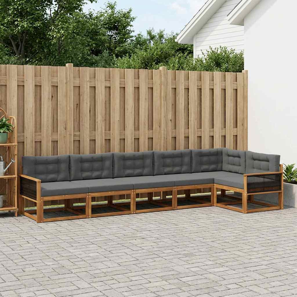 vidaXL Set de canapele de exterior cu pernă 6 pcs Natural și Antracit