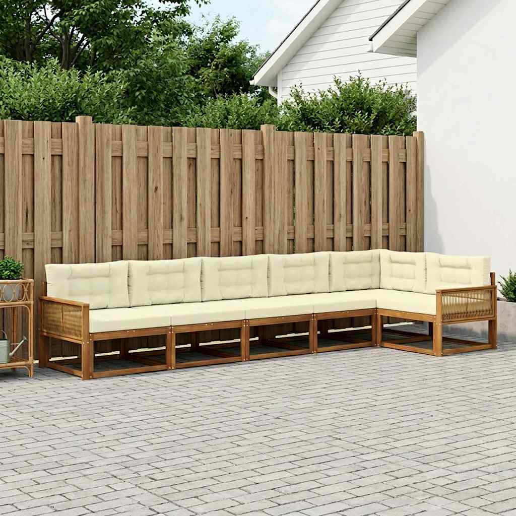 vidaXL Set de canapele de exterior cu pernă 6 pcs Natural și Crem