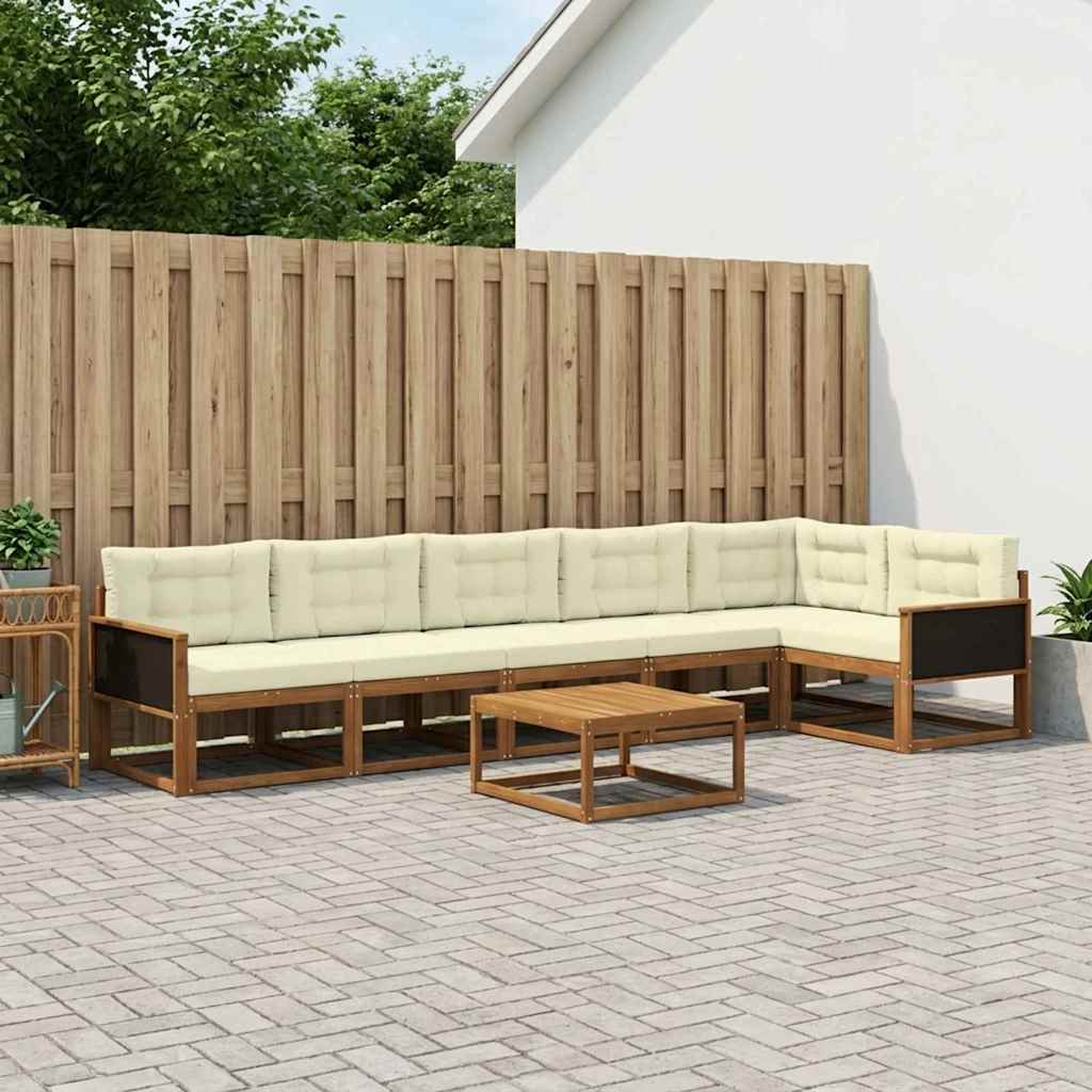 vidaXL Set de canapele de exterior cu pernă 7 pcs Natural și Crem