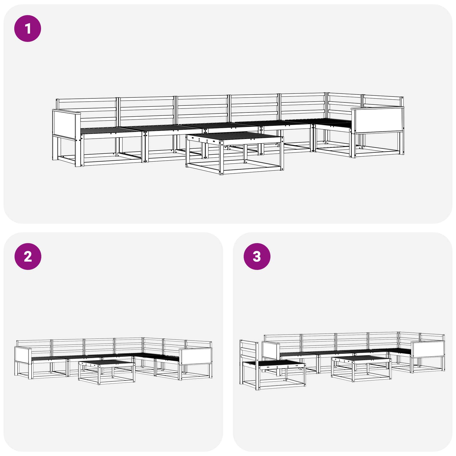 Buiten bankenset 7 pcs Naturel Massief Acaciahout image 7