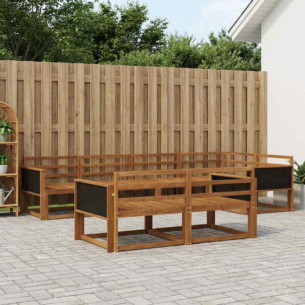 vidaXL Set de canapele de exterior 7 pcs natural Lemn Solid de Acacia