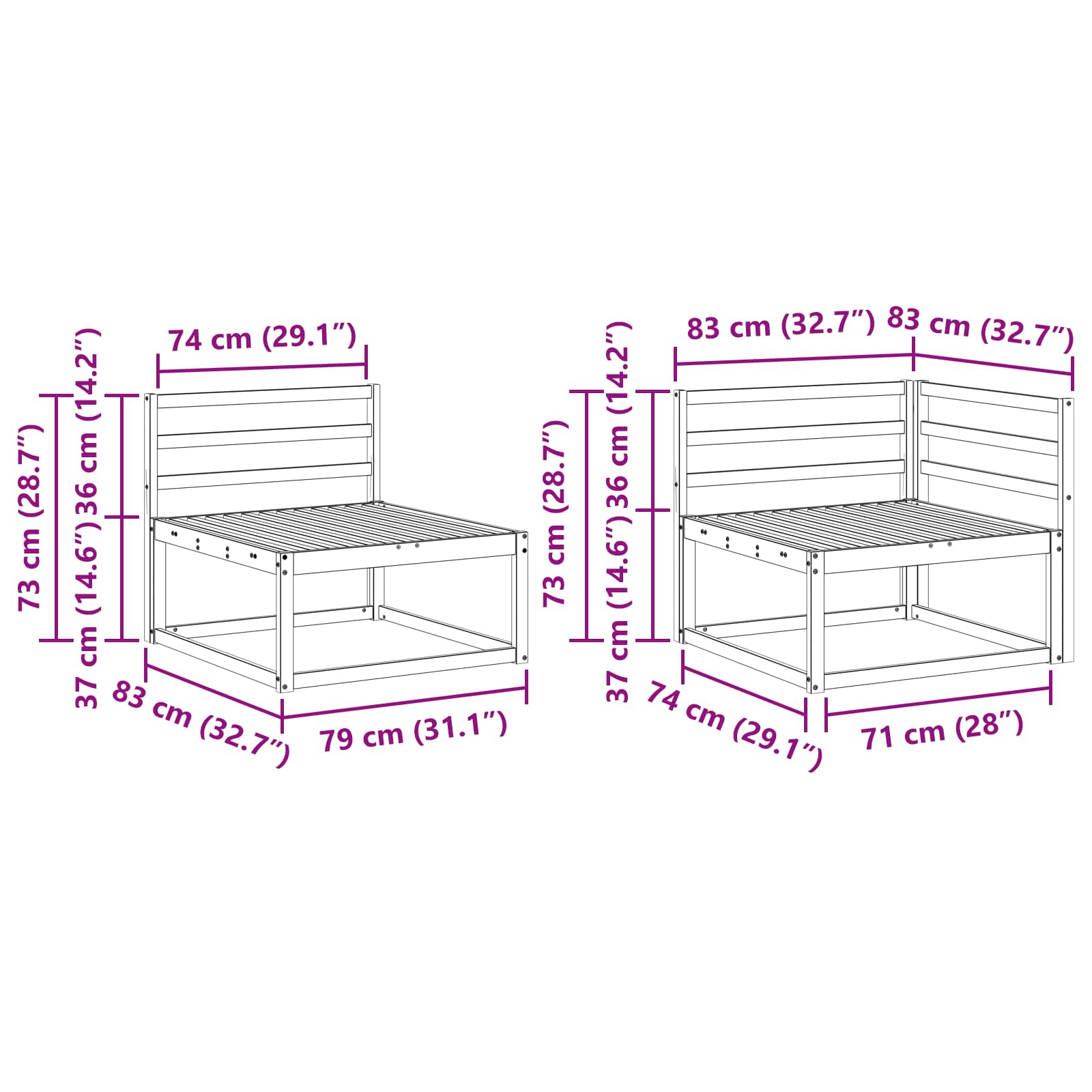 Buiten bankenset 7 pcs Naturel Massief Acaciahout image 6