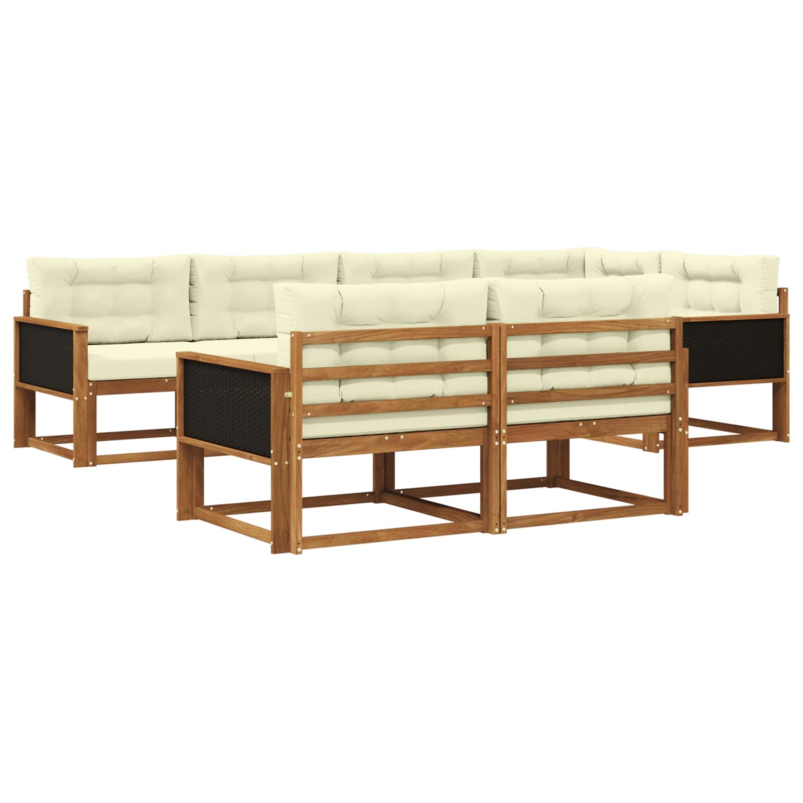 vidaXL Set de canapele de exterior cu pernă 7 pcs Natural și Crem