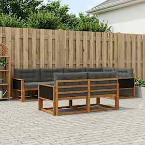 Zunanja garnitura za sedenje 7 pcs Naravna in antracitna