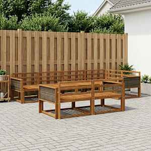 Zunanja garnitura za sedenje 7 pcs Naravna Masiven les akacije