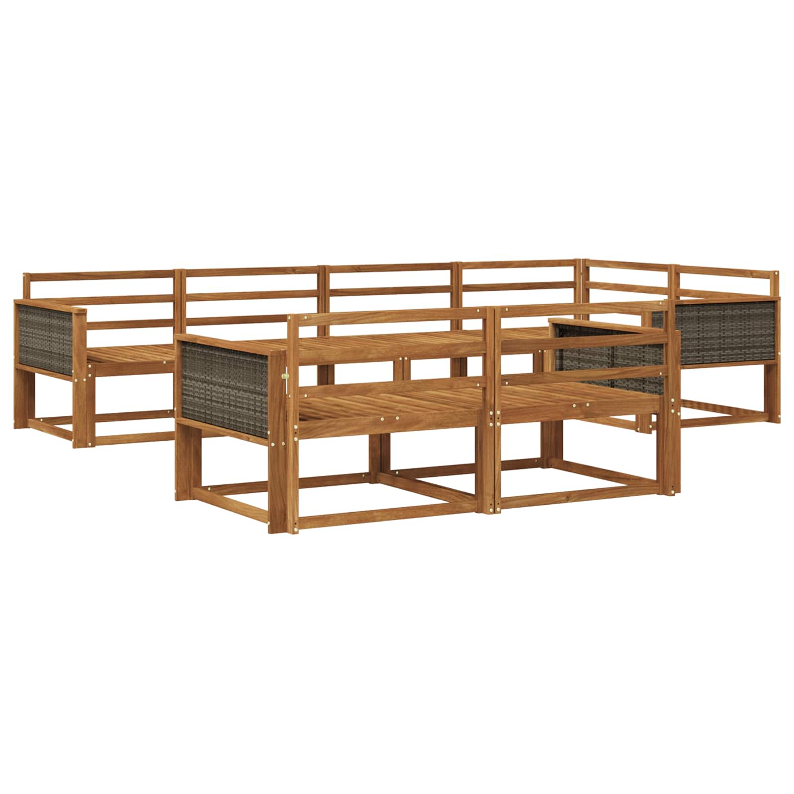 Buiten bankenset 7 pcs Naturel Massief Acaciahout image 1