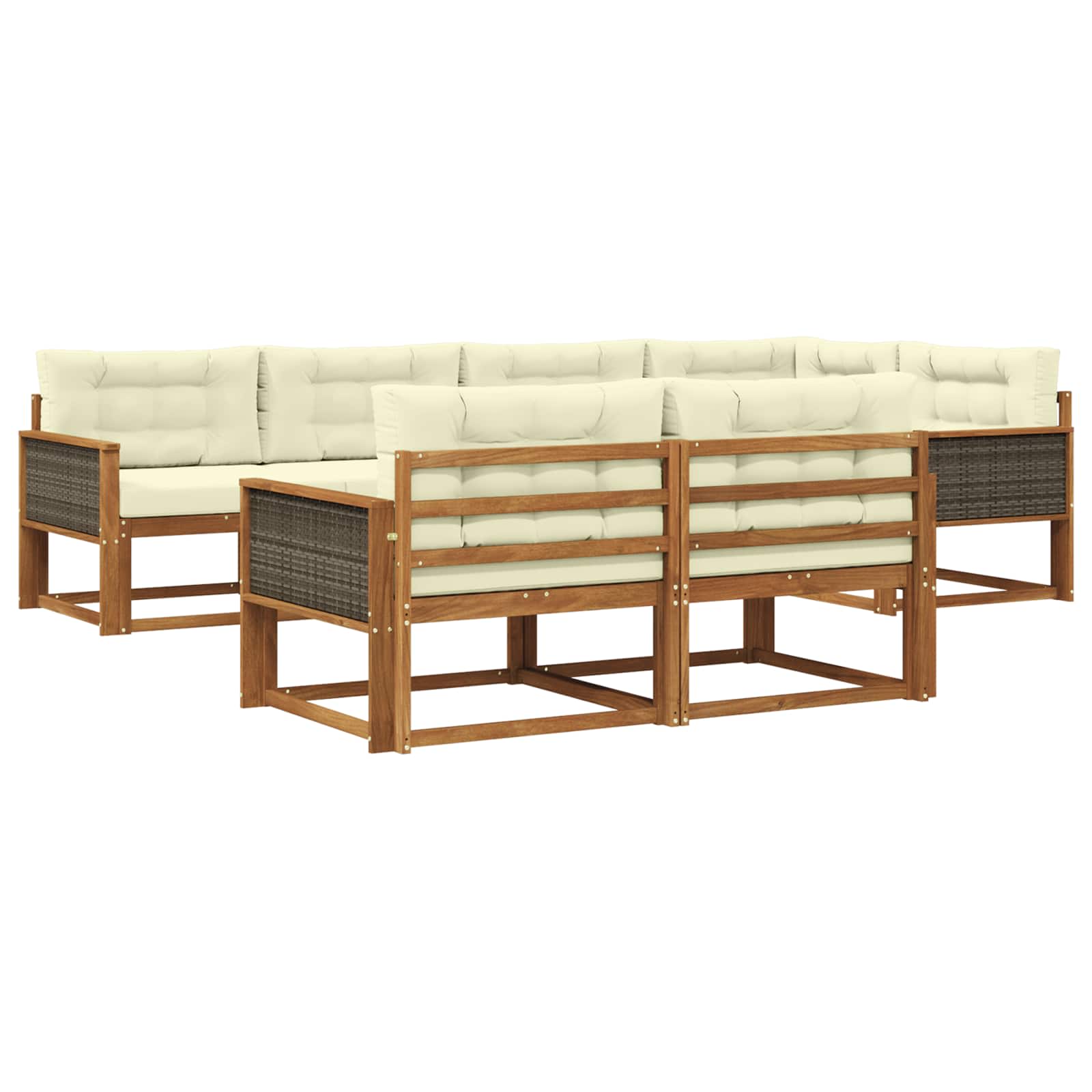 vidaXL Set de canapele de exterior cu pernă 7 pcs Natural și Crem