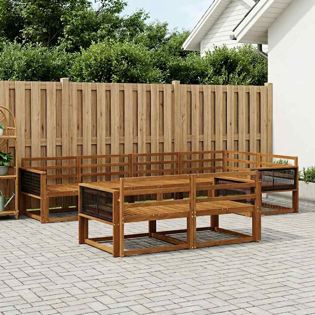 vidaXL Set de canapele de exterior 7 pcs natural Lemn Solid de Acacia