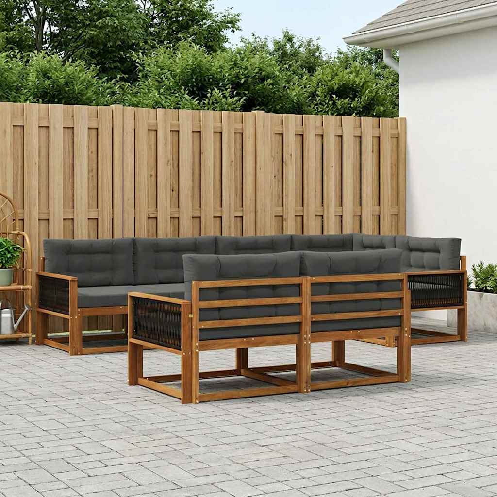 vidaXL Set de canapele de exterior cu pernă 7 pcs Natural și Antracit