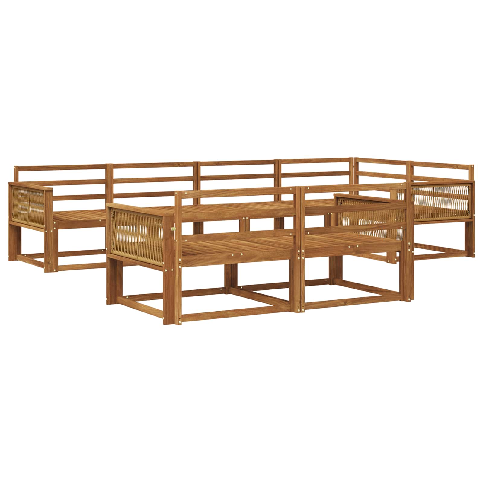 Buiten bankenset 7 pcs Naturel Massief Acaciahout image 1