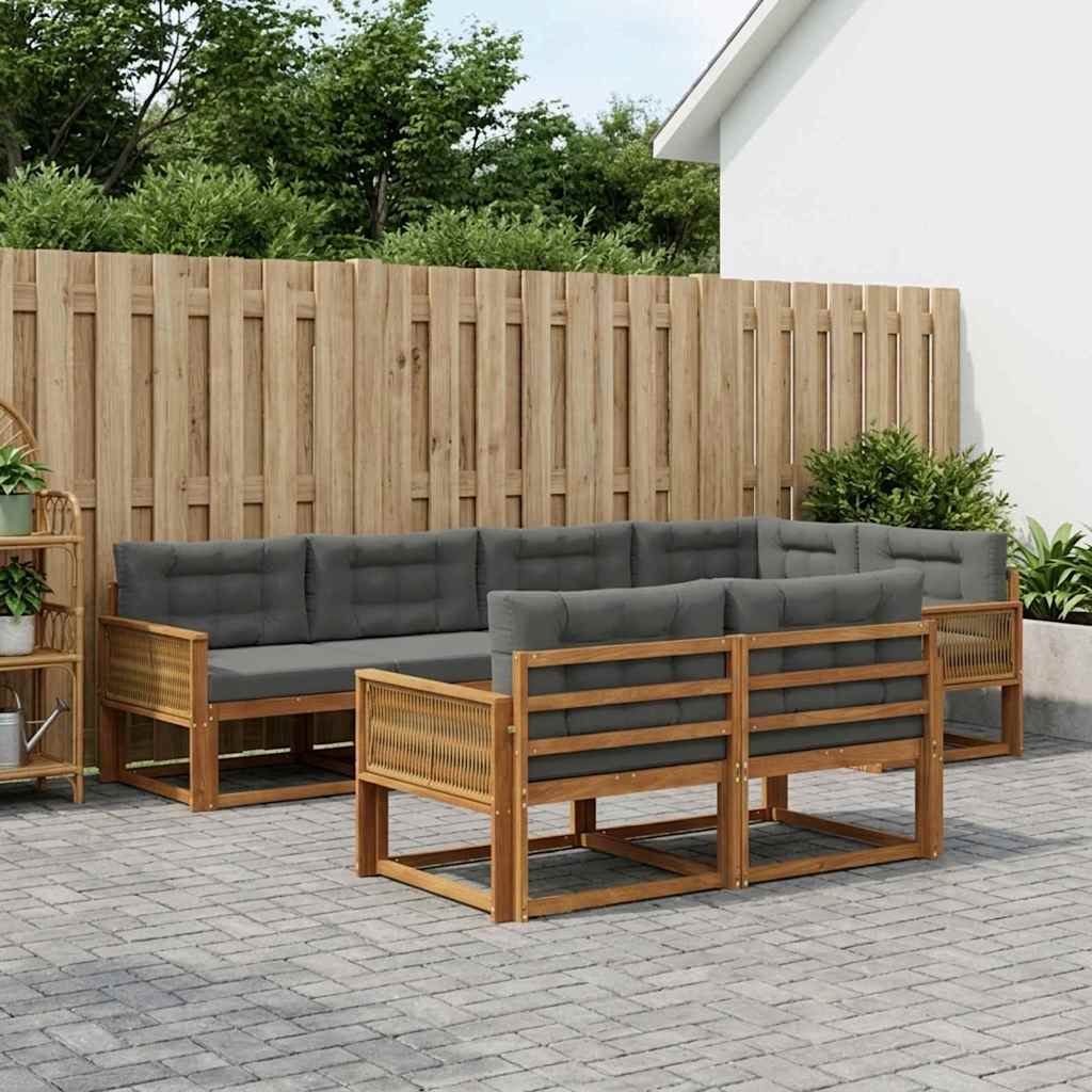 vidaXL Set de canapele de exterior cu pernă 7 pcs Natural și Antracit