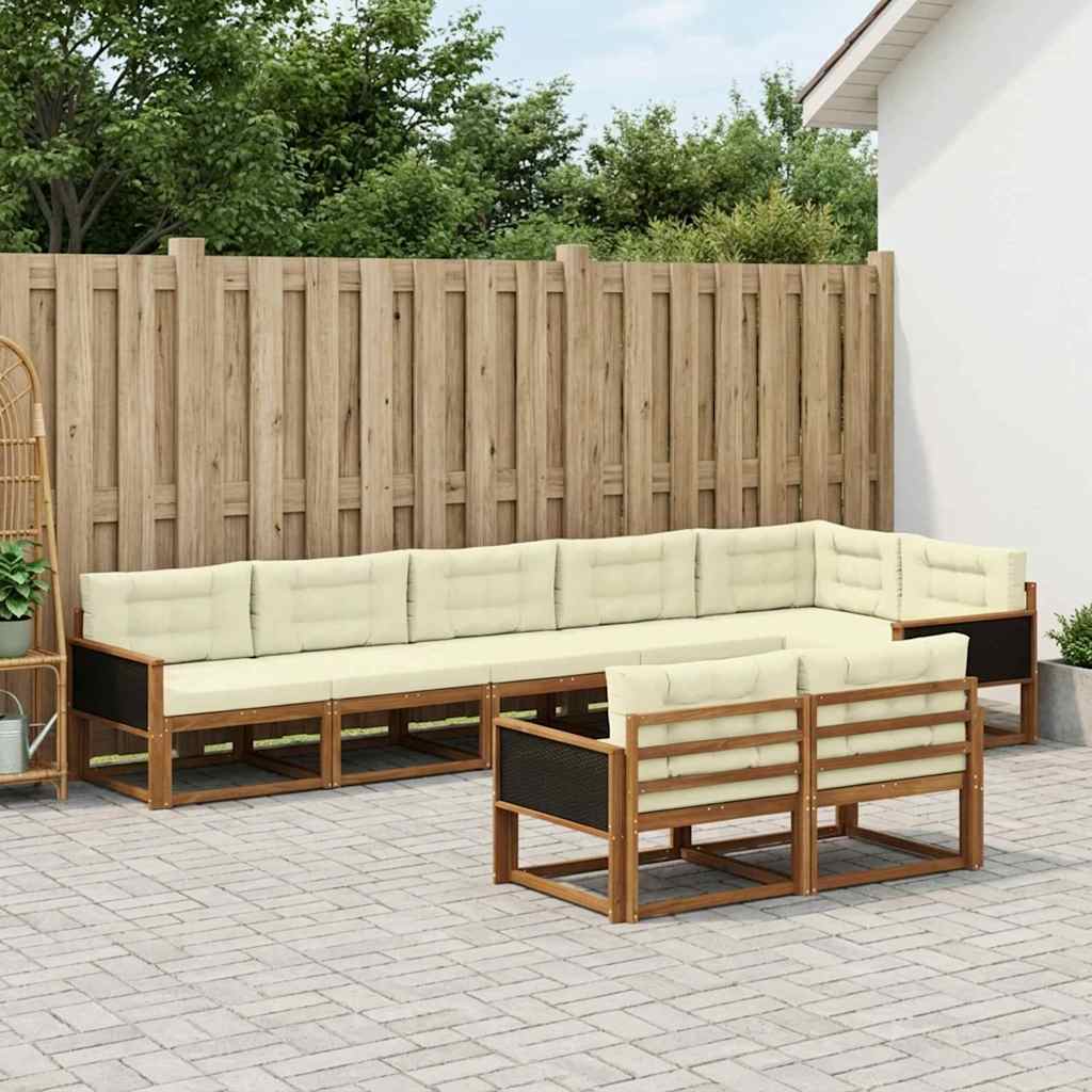 vidaXL Set de canapele de exterior 8 pcs Natural și Crem