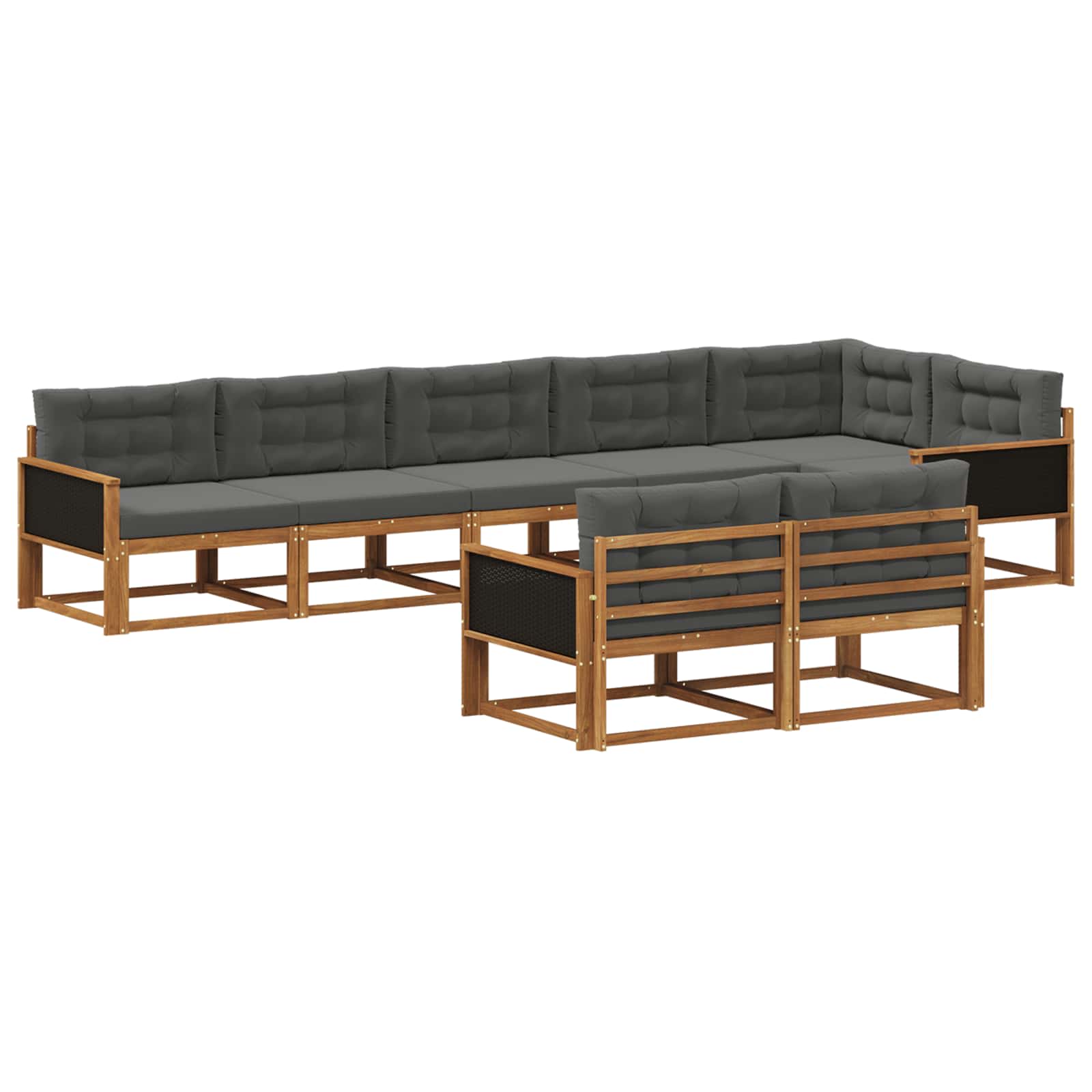 vidaXL Set de canapele de exterior cu pernă 8 pcs Natural și Antracit