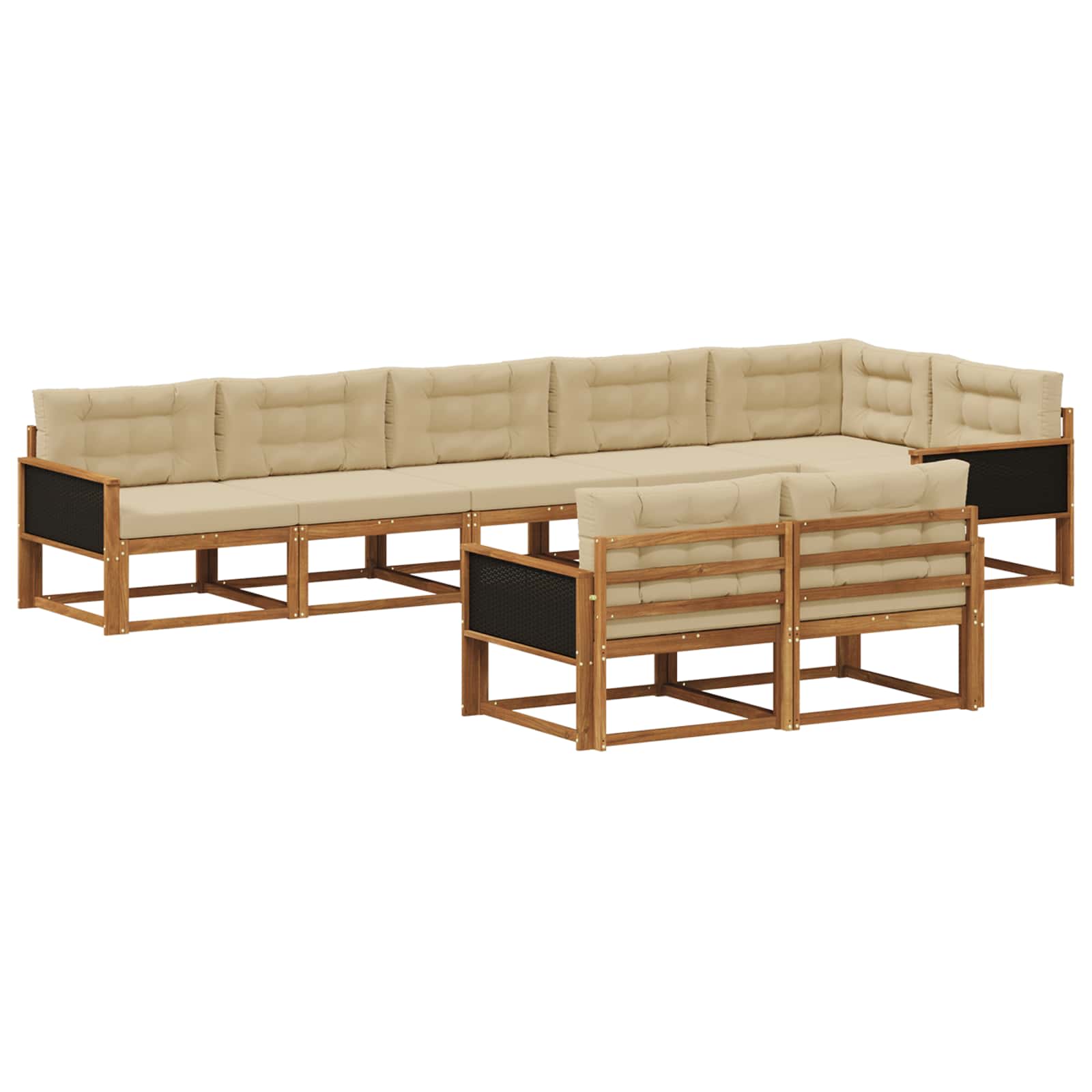 vidaXL Set de canapele de exterior cu pernă 8 pcs Natural și Bej