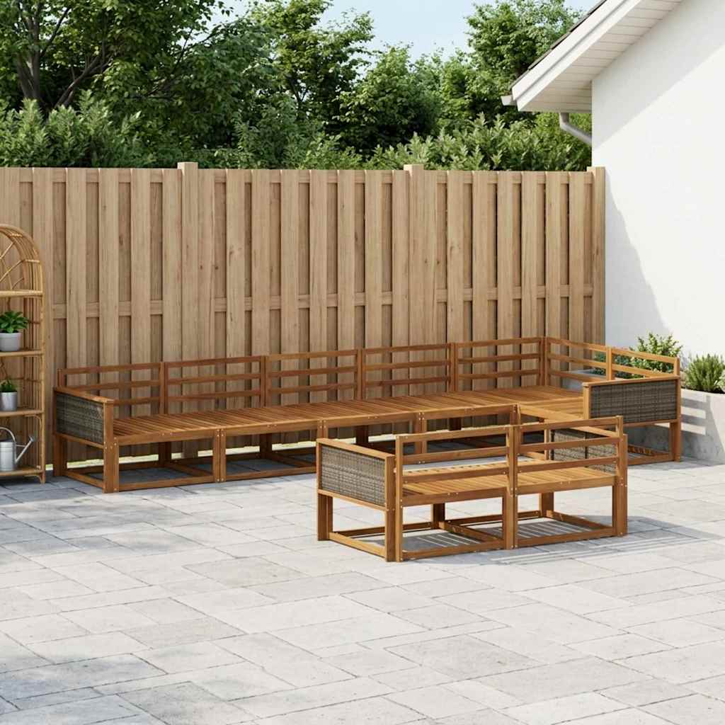 vidaXL Set de canapele de exterior 8 pcs natural Lemn Solid de Acacia