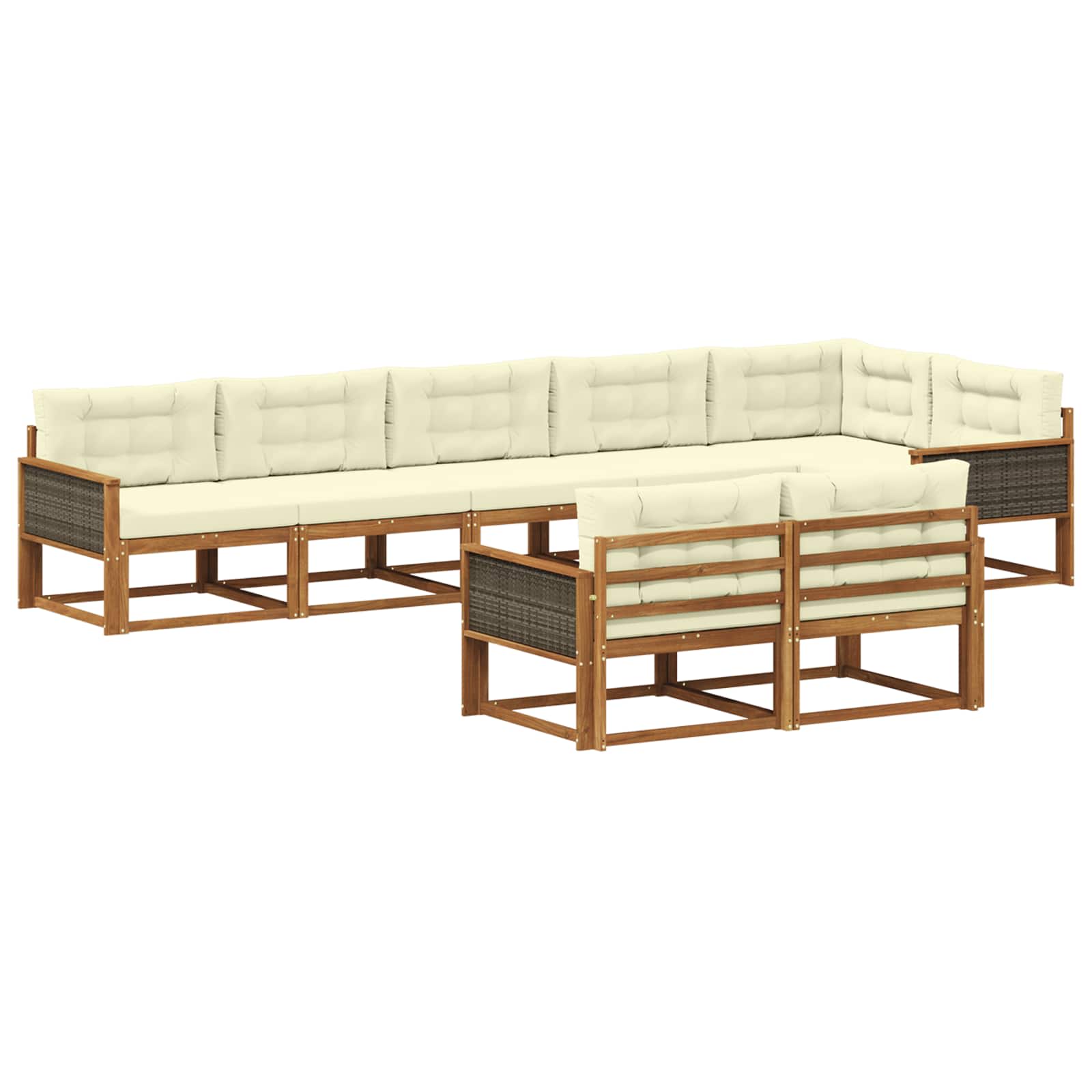vidaXL Set de canapele de exterior cu pernă 8 pcs Natural și Crem