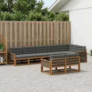 Zunanja garnitura za sedenje 8 pcs Naravna in antracitna