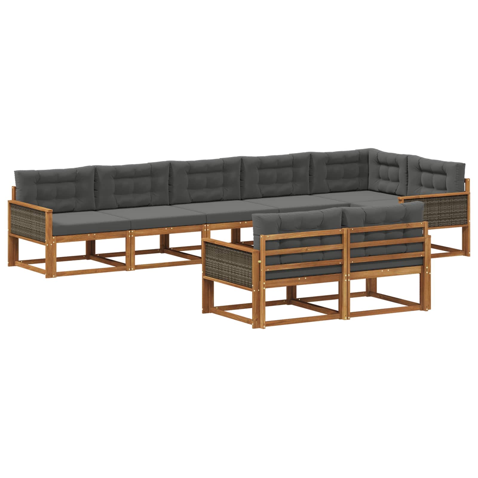 vidaXL Set de canapele de exterior cu pernă 8 pcs Natural și Antracit