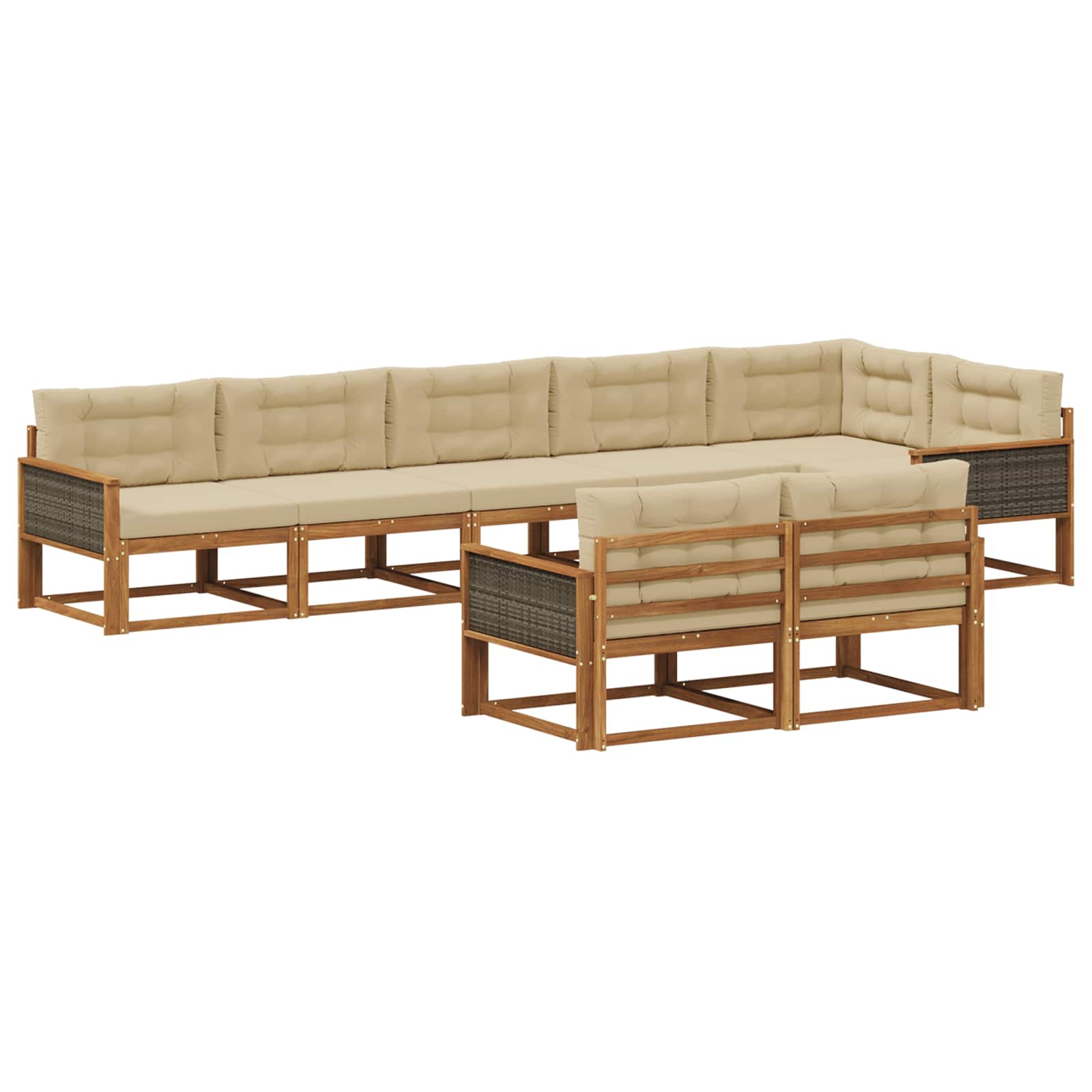 vidaXL Set de canapele de exterior cu pernă 8 pcs Natural și Bej