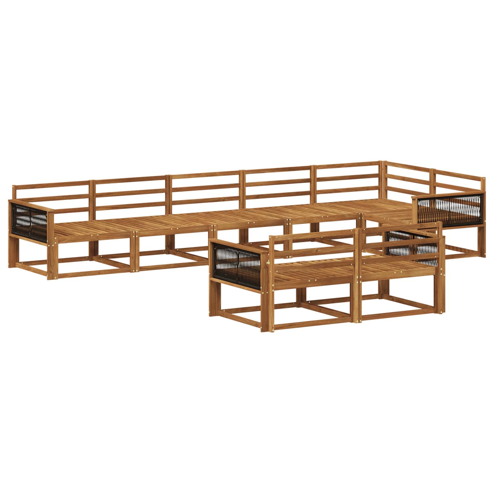 Buiten bankenset 8 pcs Naturel Massief Acaciahout image 2