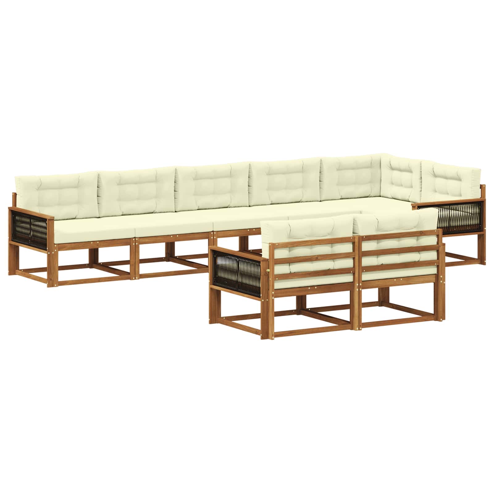 vidaXL Set de canapele de exterior cu pernă 8 pcs Natural și Crem