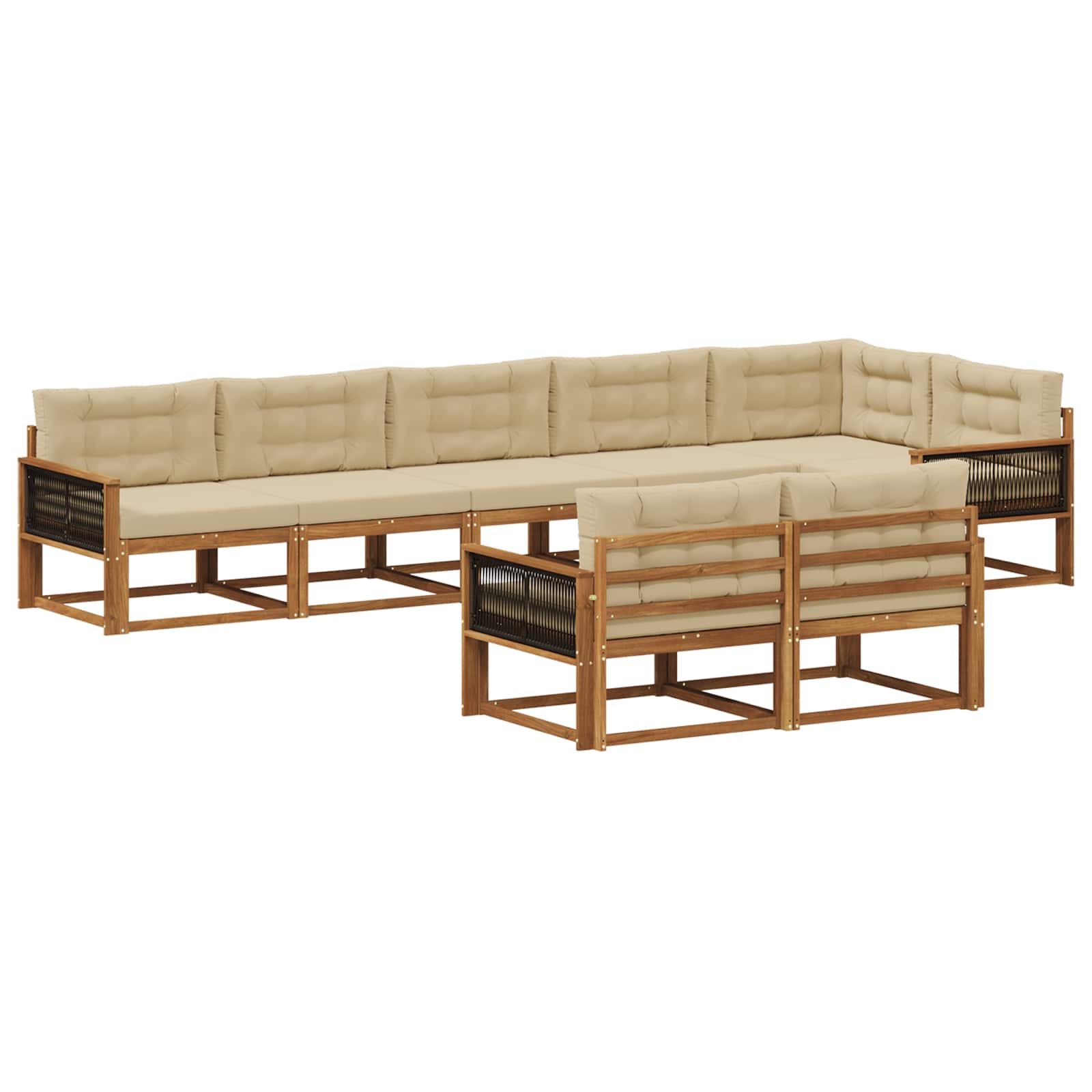 vidaXL Set de canapele de exterior cu pernă 8 pcs Natural și Bej