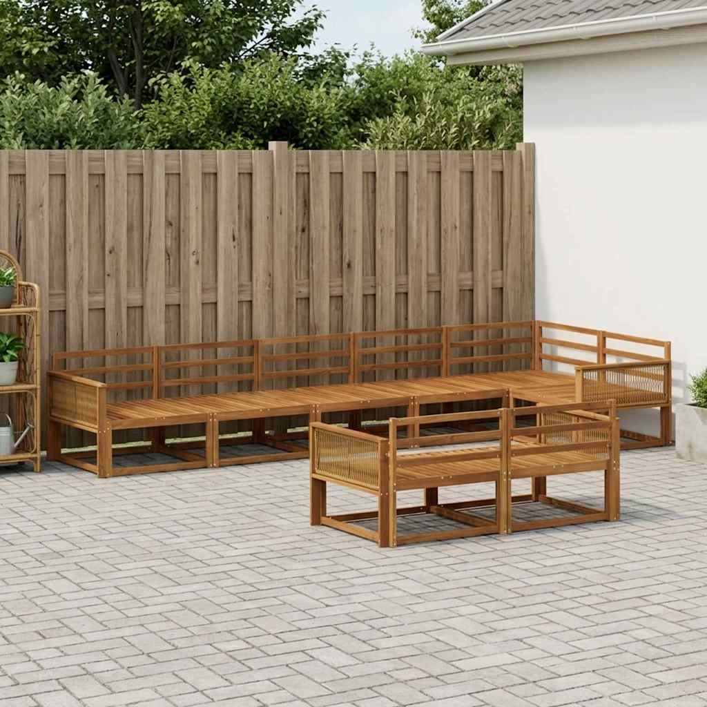 vidaXL Set de canapele de exterior 8 pcs natural Lemn Solid de Acacia
