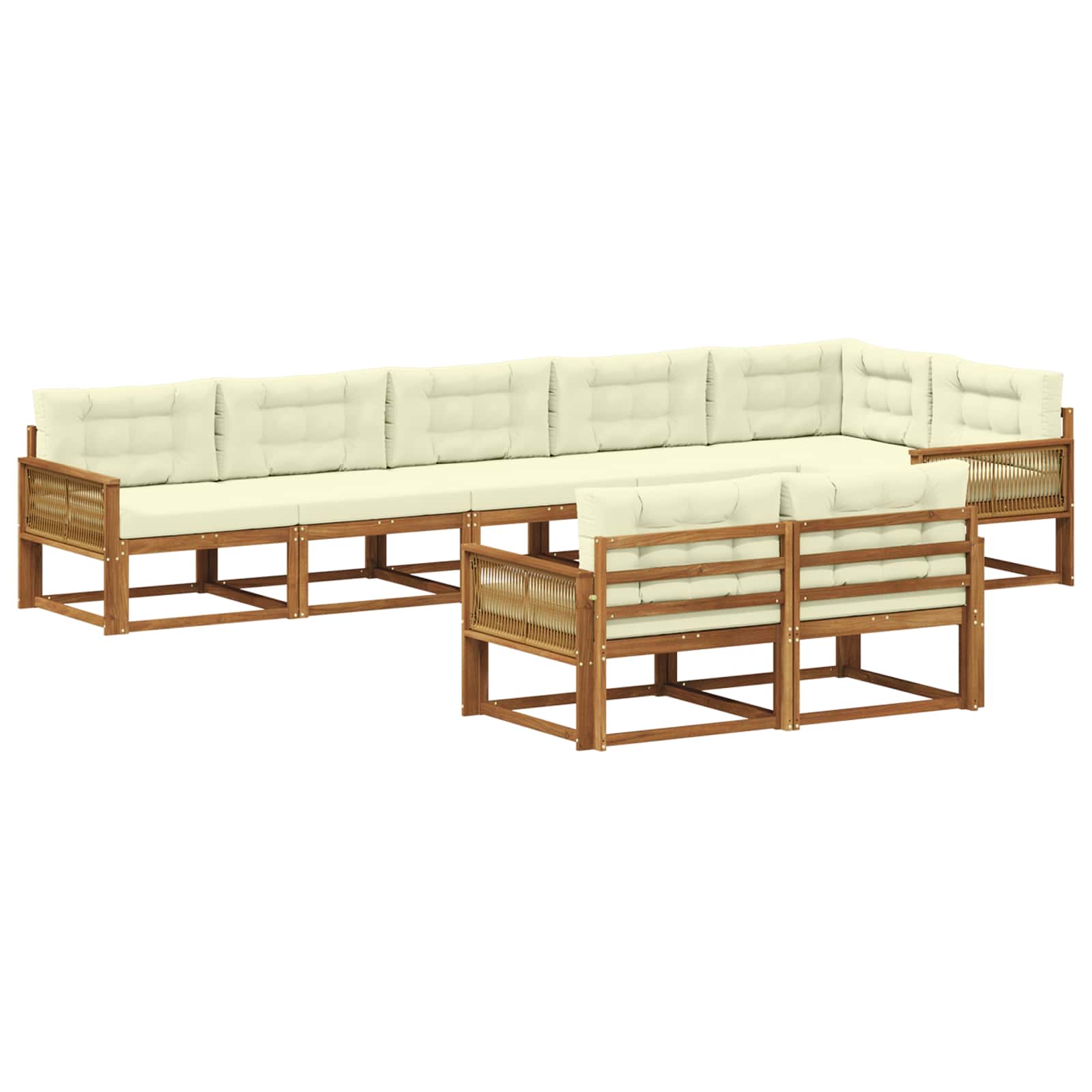 vidaXL Set de canapele de exterior cu pernă 8 pcs Natural și Crem