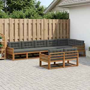 Zunanja garnitura za sedenje 8 pcs Naravna in antracitna