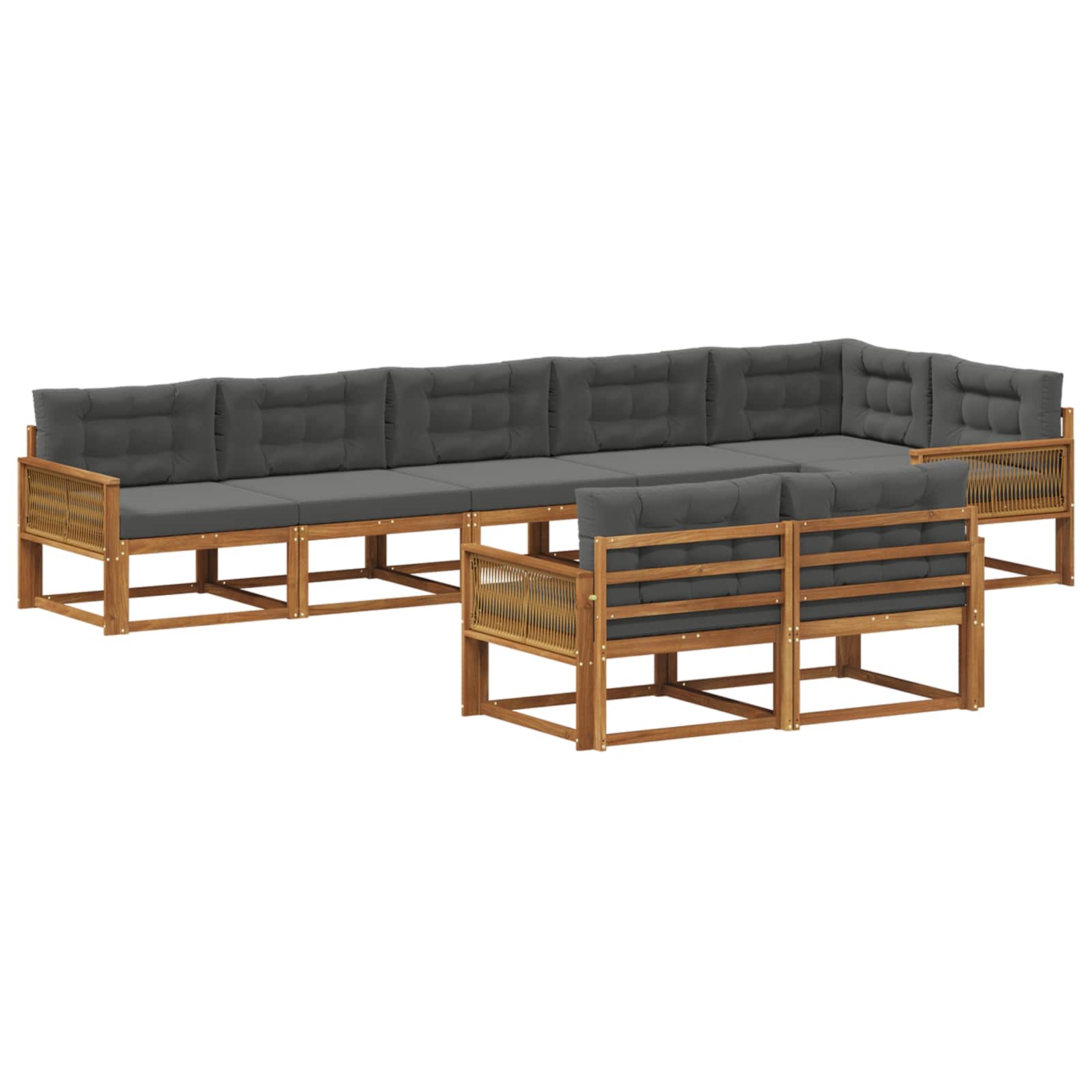 vidaXL Set de canapele de exterior cu pernă 8 pcs Natural și Antracit