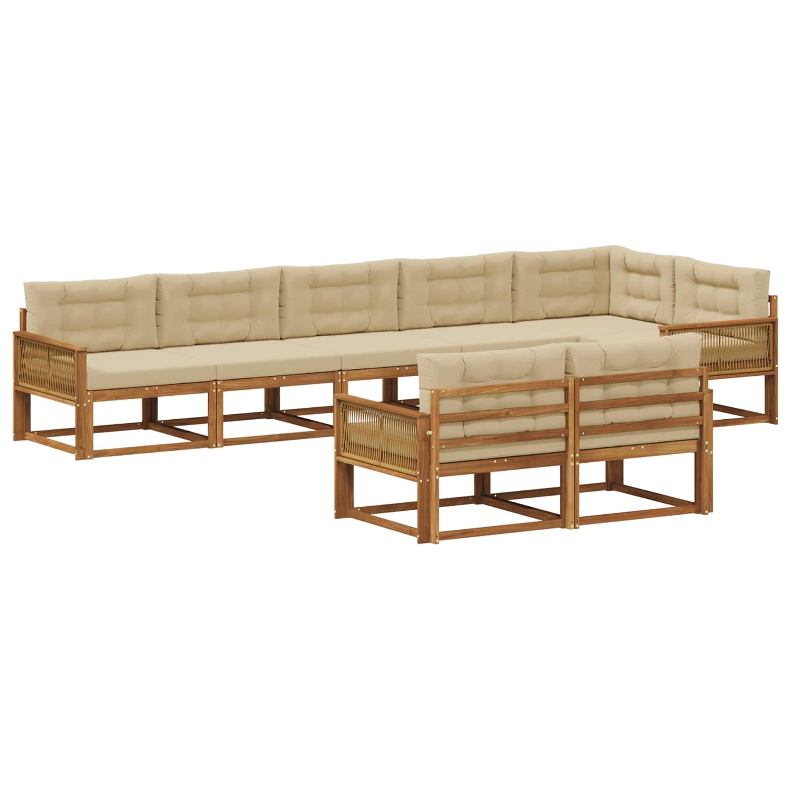 vidaXL Set de canapele de exterior cu pernă 8 pcs Natural și Bej