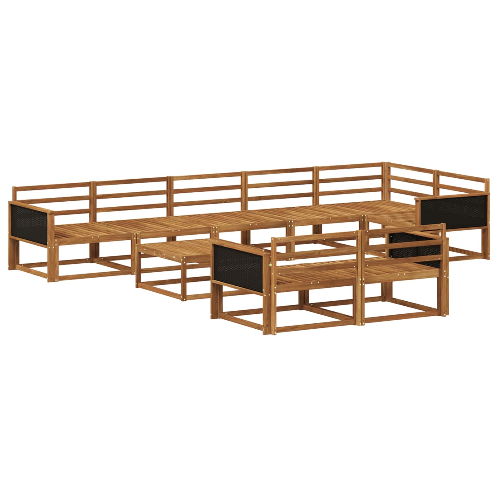 Buiten bankenset 9 pcs Naturel Massief Acaciahout image 2