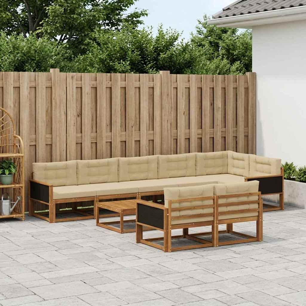 vidaXL Set de canapele de exterior 9 pcs Natural și Bej
