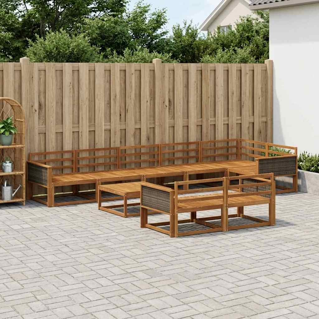vidaXL Set de canapele de exterior 9 pcs natural Lemn Solid de Acacia