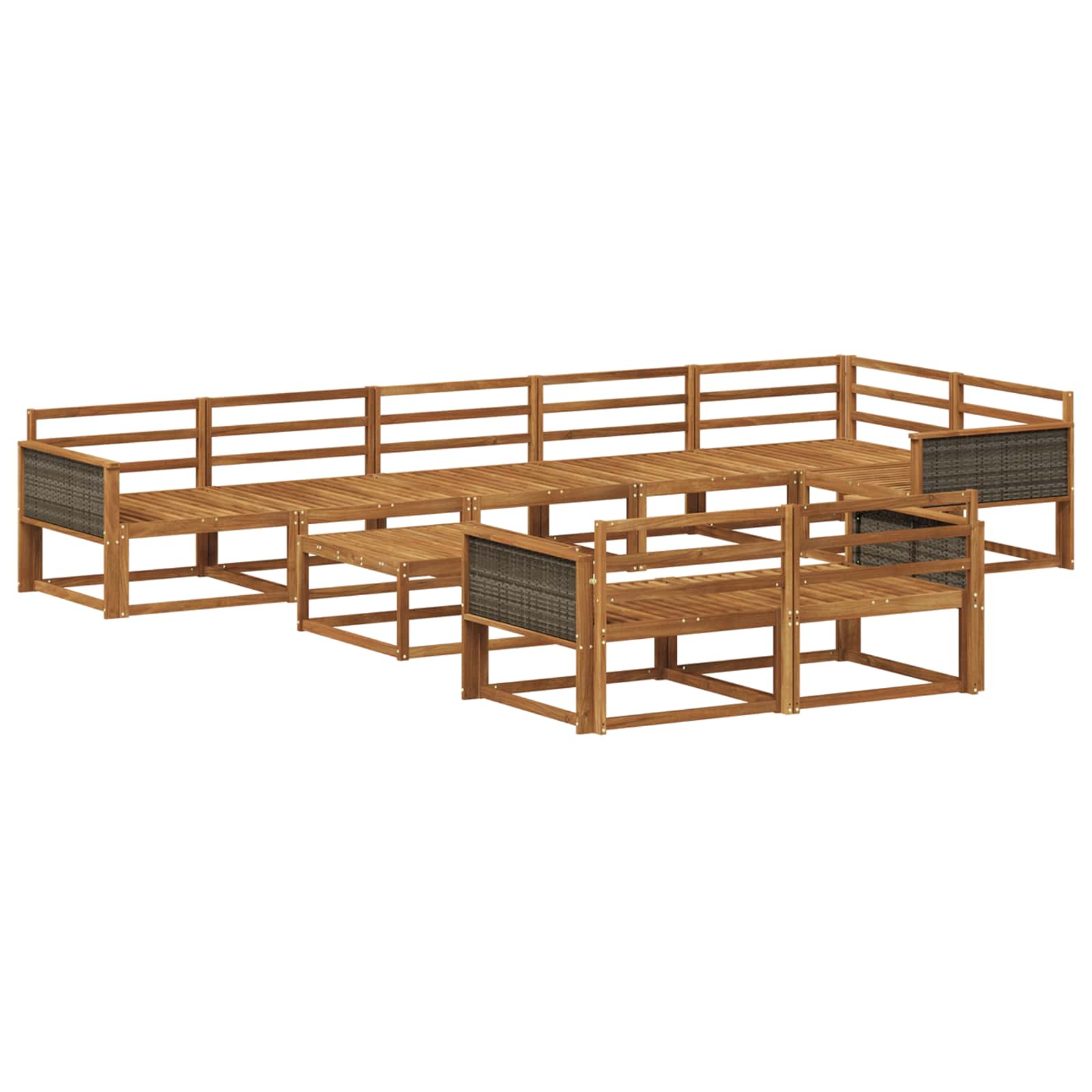 vidaXL Set de canapele de exterior 9 pcs natural Lemn Solid de Acacia