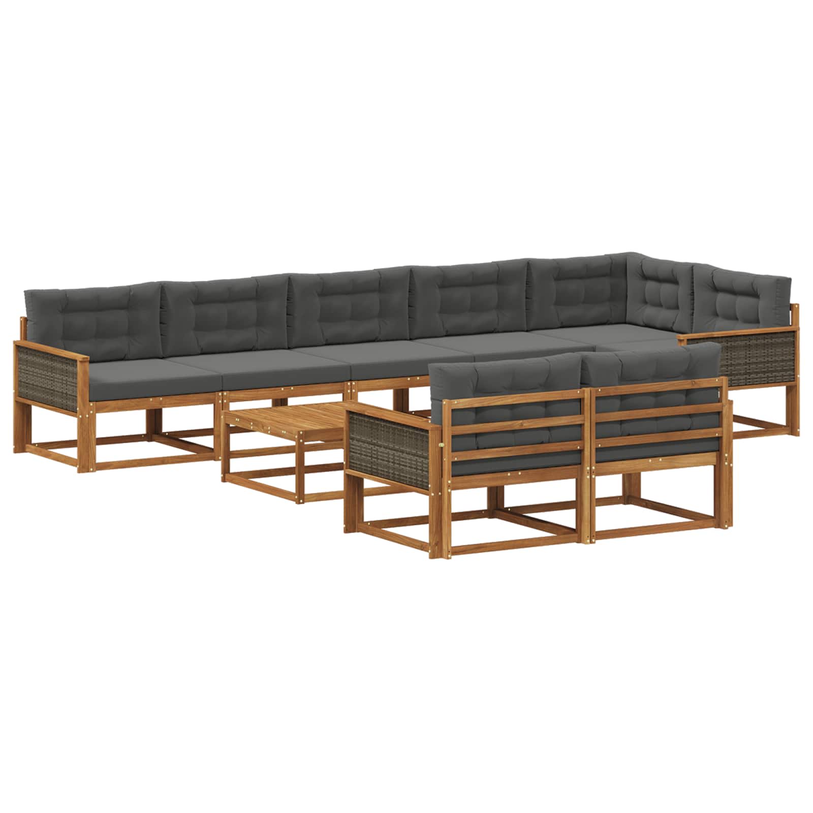 vidaXL Set de canapele de exterior cu pernă 9 pcs Natural și Antracit